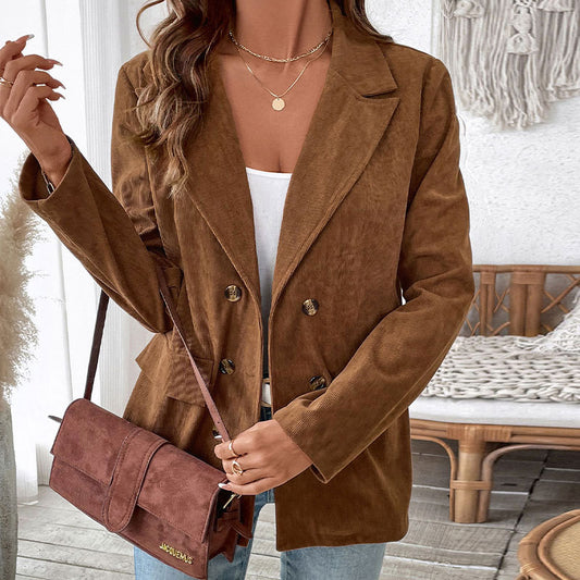Solid Corduroy Suit Jacket Woman