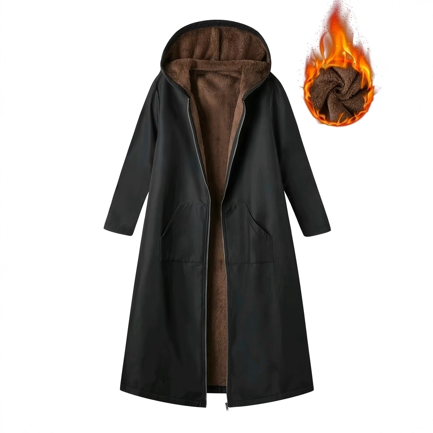 Thickened, Hooded, Long Womens Thermal Coat