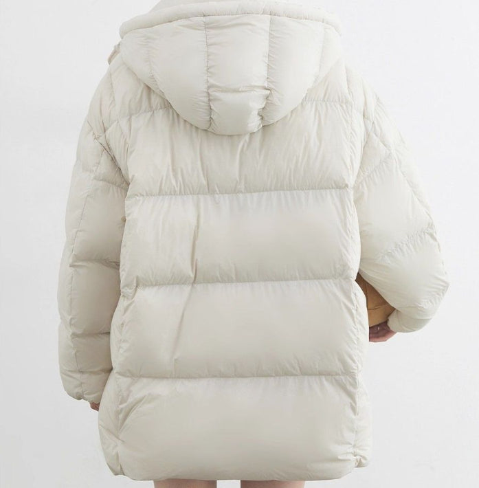 White Duck Down Three-Proof Hooded Jacket