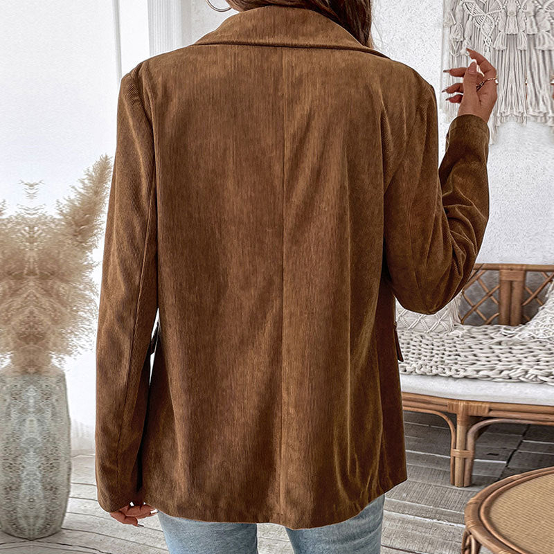 Solid Corduroy Suit Jacket Woman