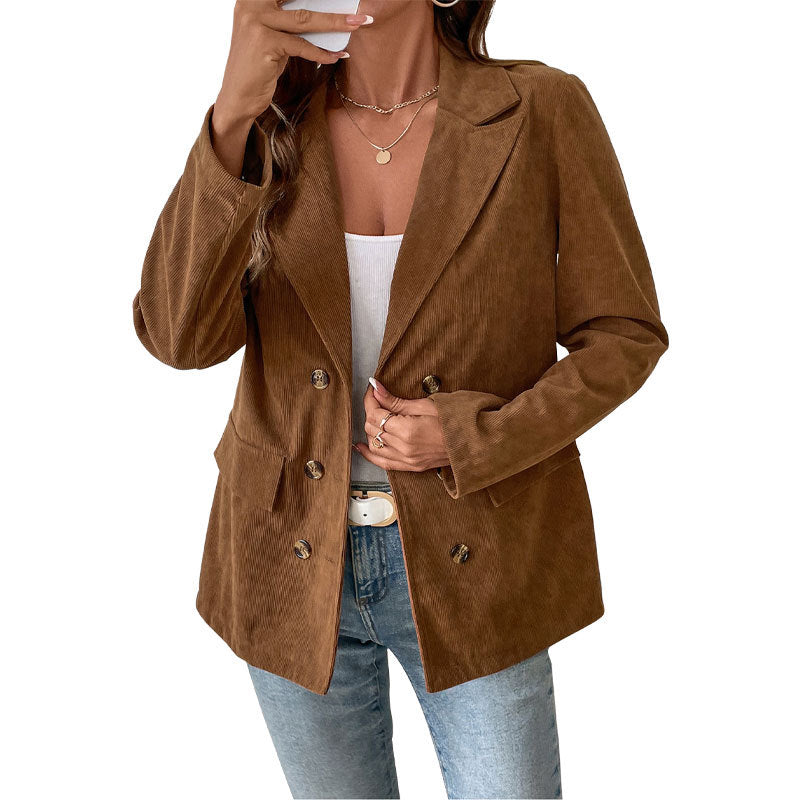 Solid Corduroy Suit Jacket Woman