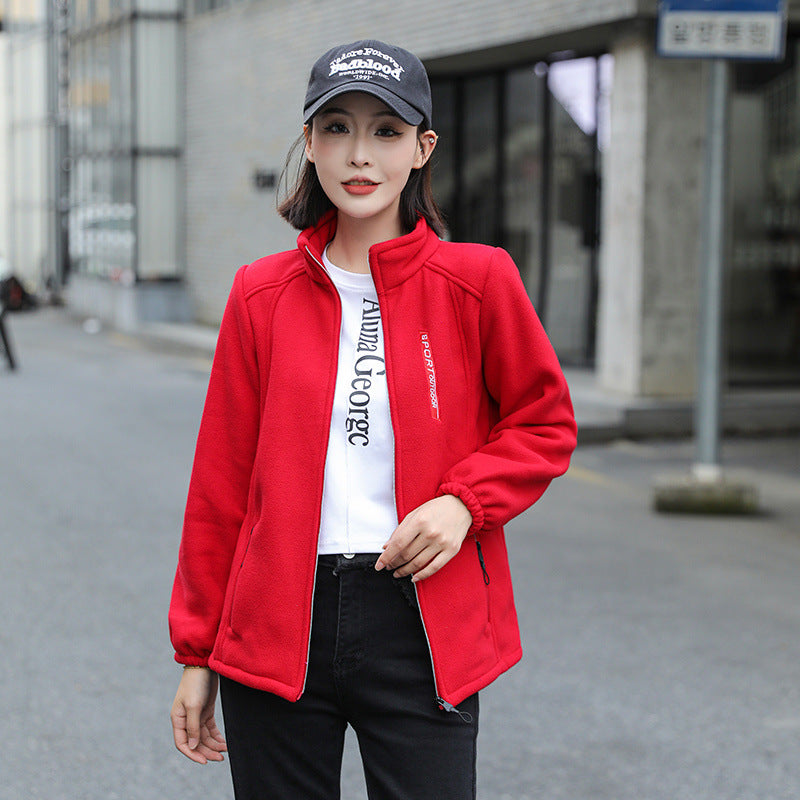 Polar Fleece Jacket Women's Outdoor Sports And Casual Cardigan Woman Cotton Dress Top