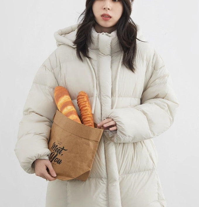 White Duck Down Three-Proof Hooded Jacket