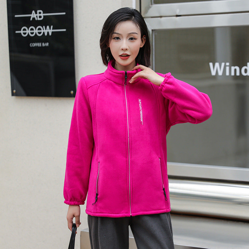 Polar Fleece Jacket Women's Outdoor Sports And Casual Cardigan Woman Cotton Dress Top