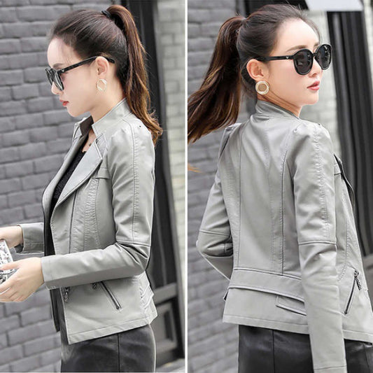 Motorcycle Leather Jacket Large Coat Woman