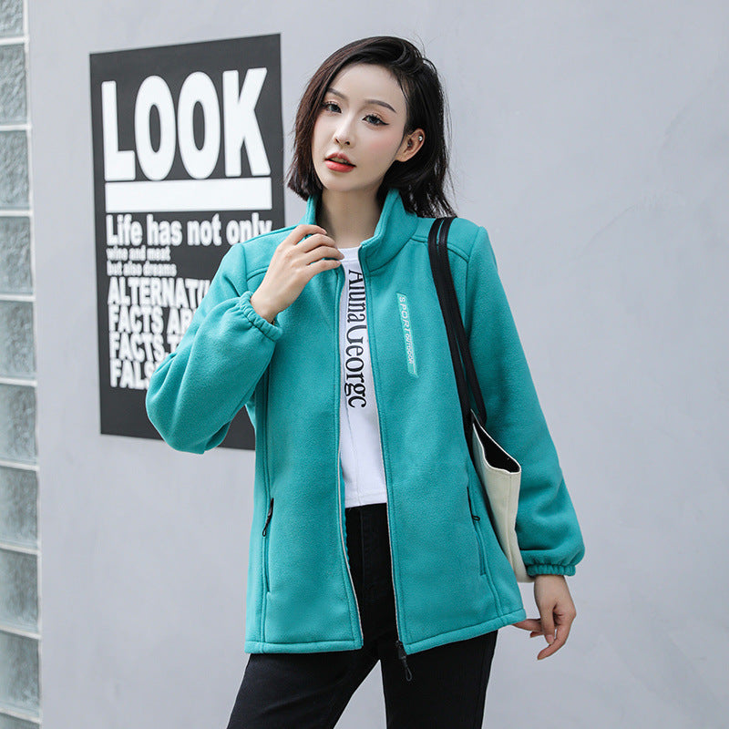 Polar Fleece Jacket Women's Outdoor Sports And Casual Cardigan Woman Cotton Dress Top