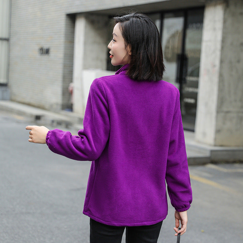 Polar Fleece Jacket Women's Outdoor Sports And Casual Cardigan Woman Cotton Dress Top