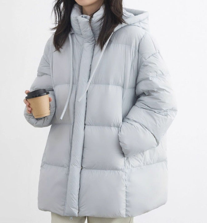 White Duck Down Three-Proof Hooded Jacket