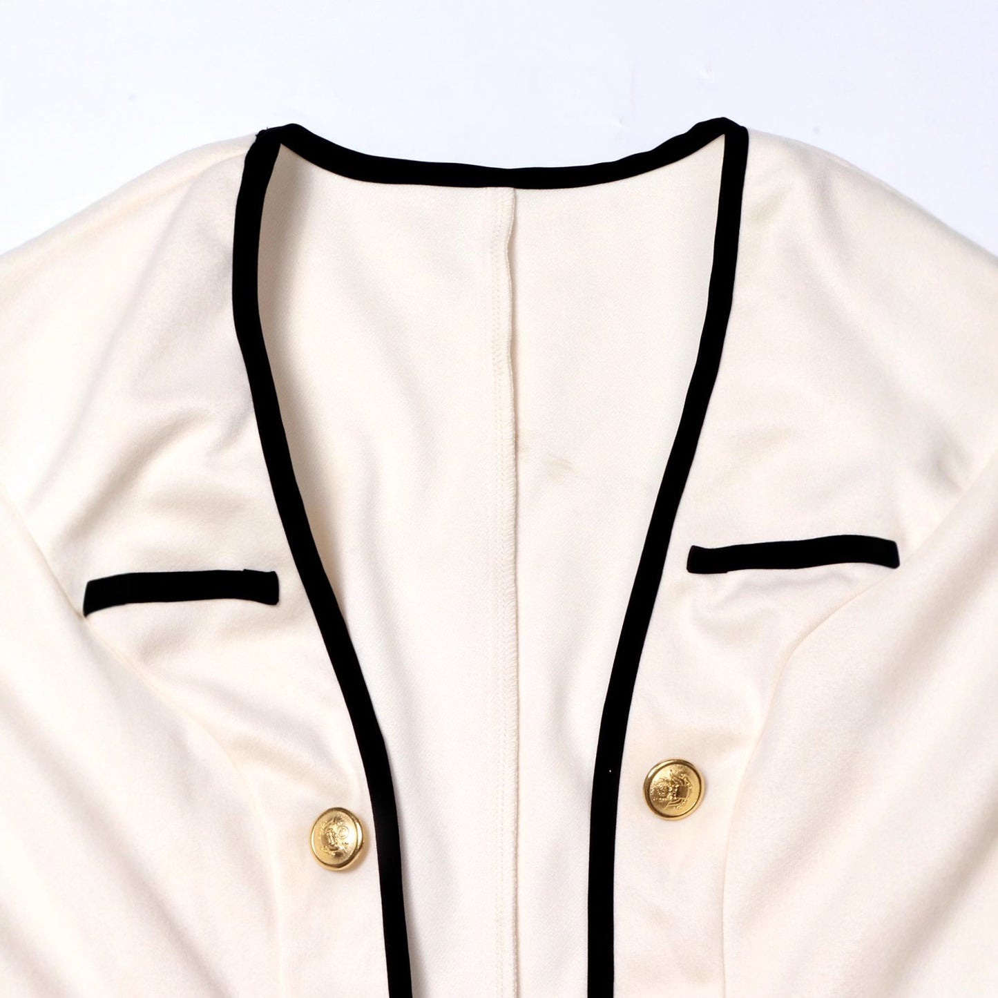 Color-Block Patchwork Long-Sleeve Jacket With Buttons