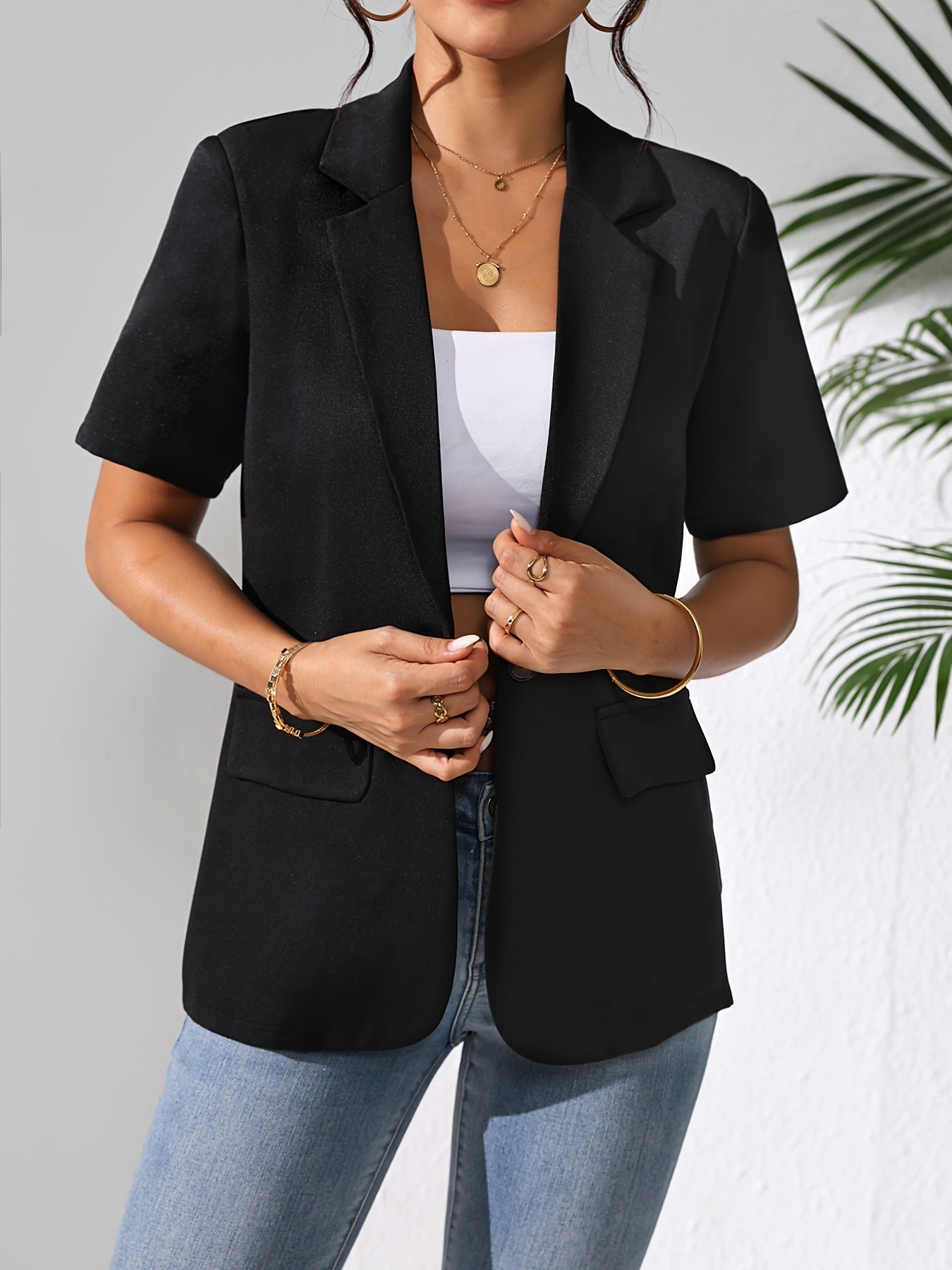 Woman Fashion Solid Color Casual Jacket