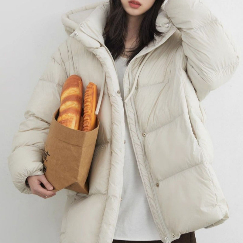 White Duck Down Three-Proof Hooded Jacket