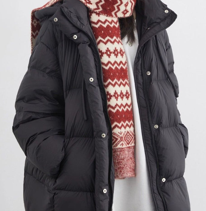 White Duck Down Three-Proof Hooded Jacket