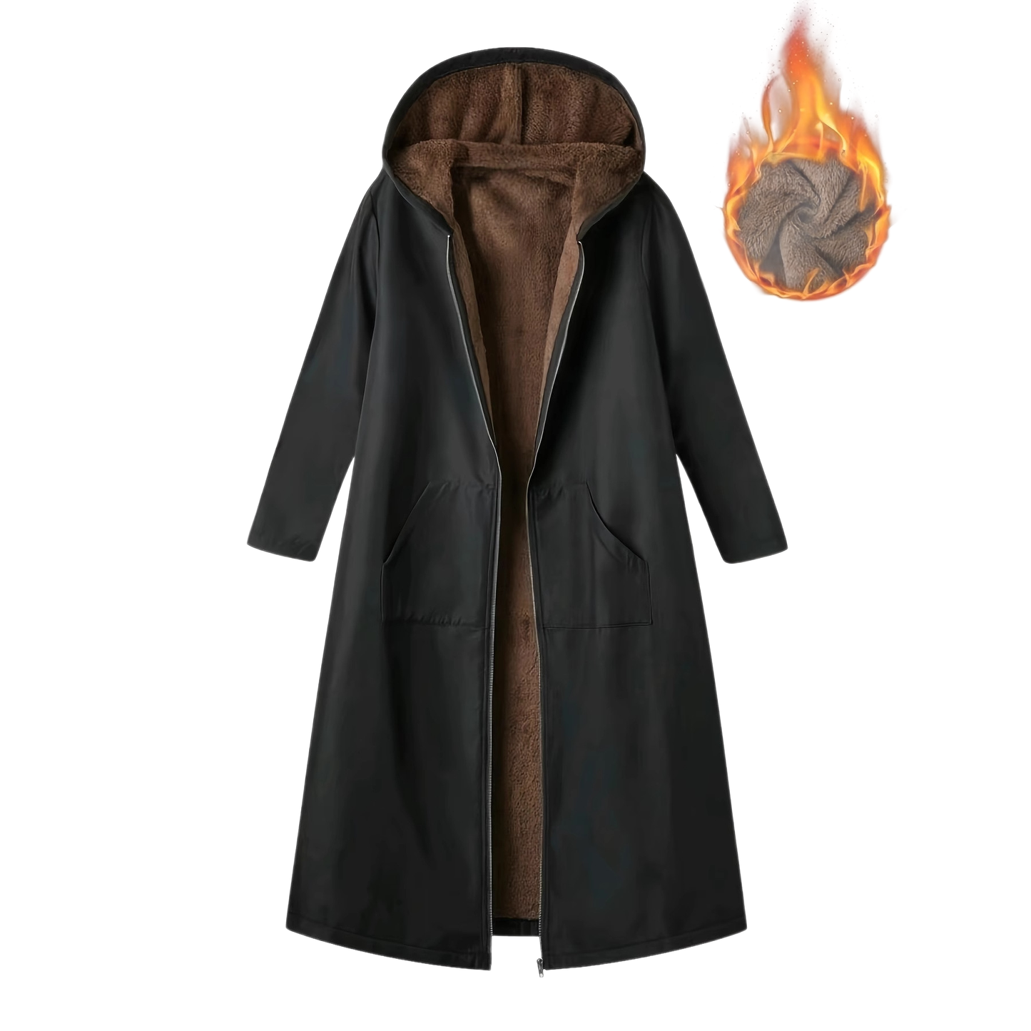 Thickened, Hooded, Long Womens Thermal Coat