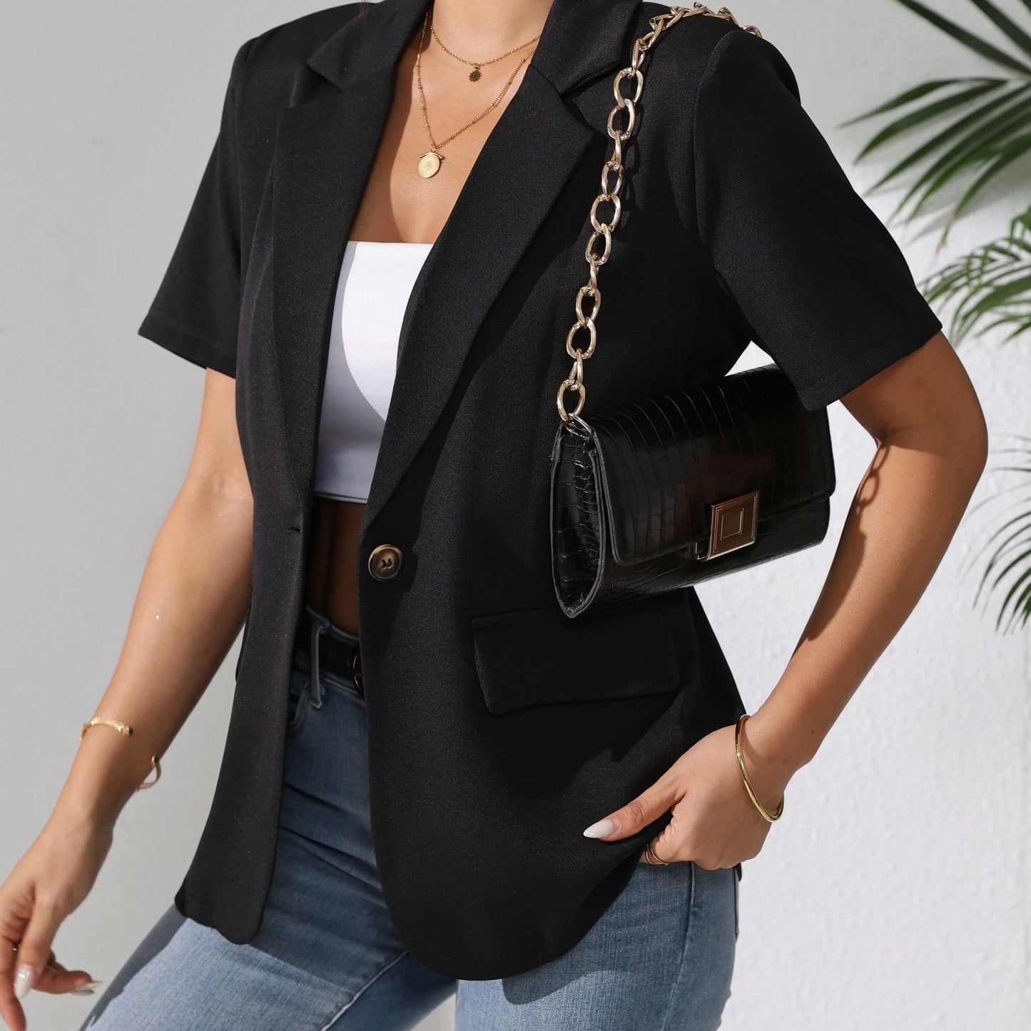 Woman Fashion Solid Color Casual Jacket