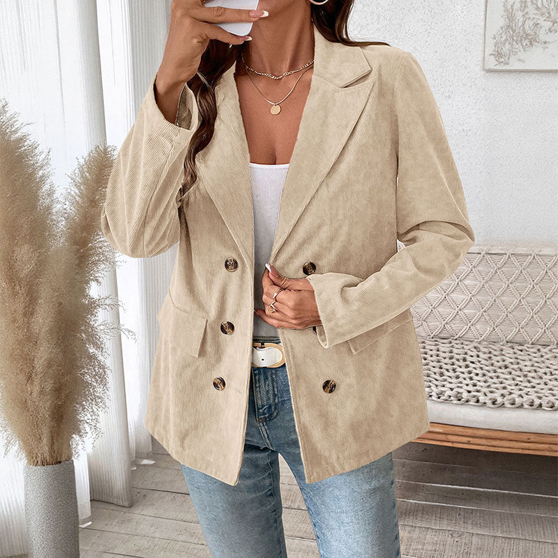 Solid Corduroy Suit Jacket Woman